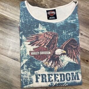Harley-Davidson Freedom Pride Tradition Eagle Flag Shirt 2X Made in USA‎ Vintage